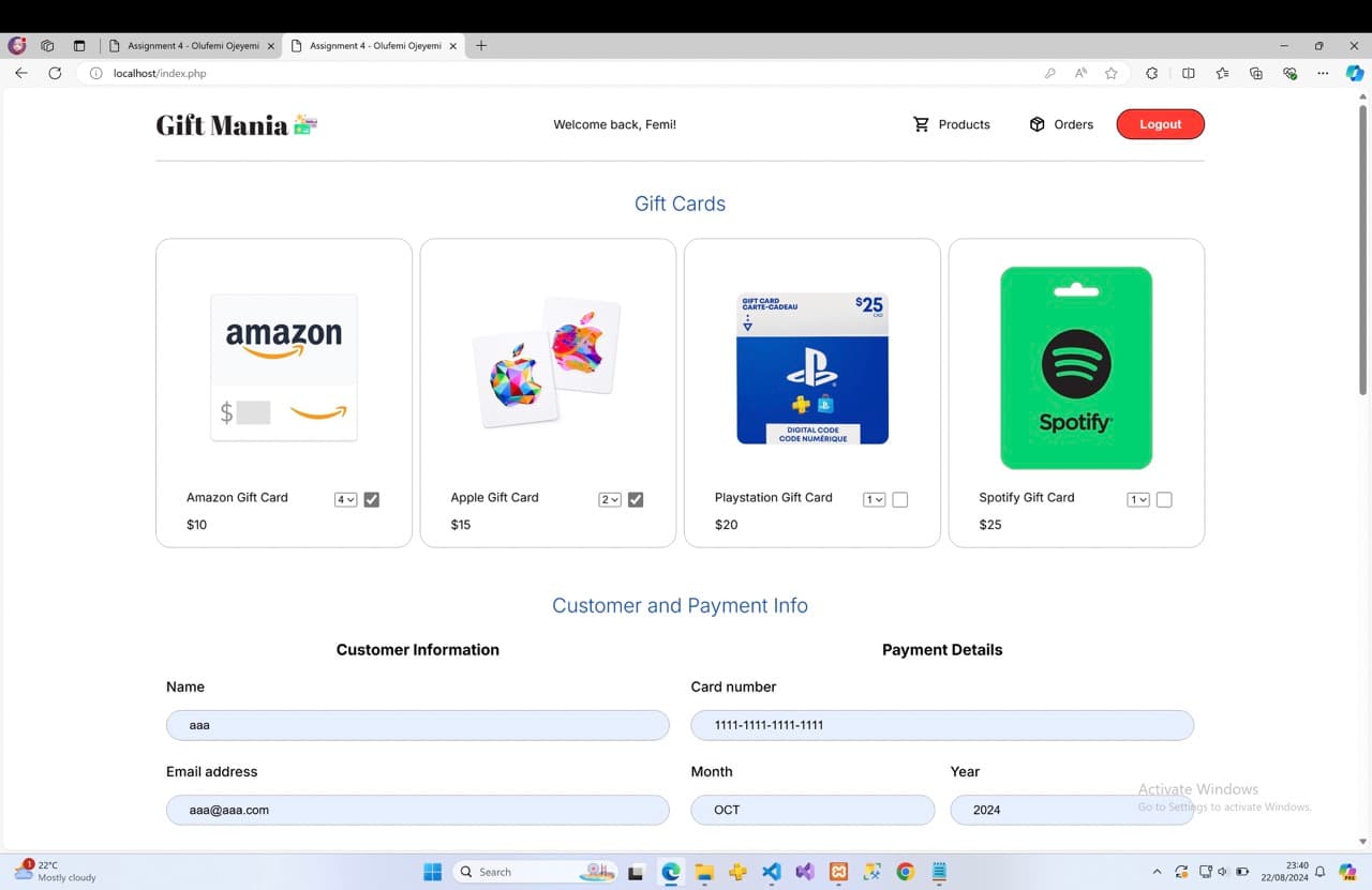 Gift Card eCommerce App