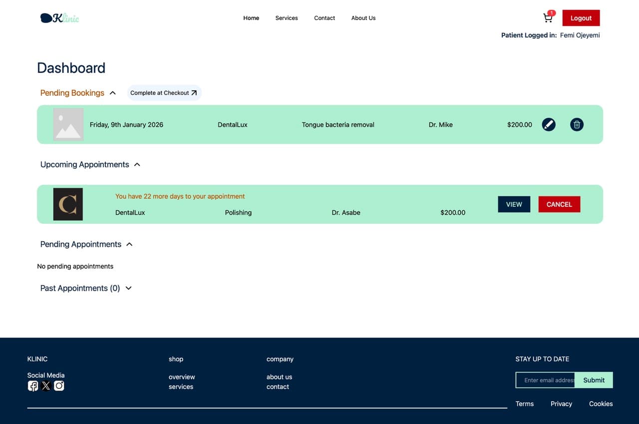Klinic - Booking System