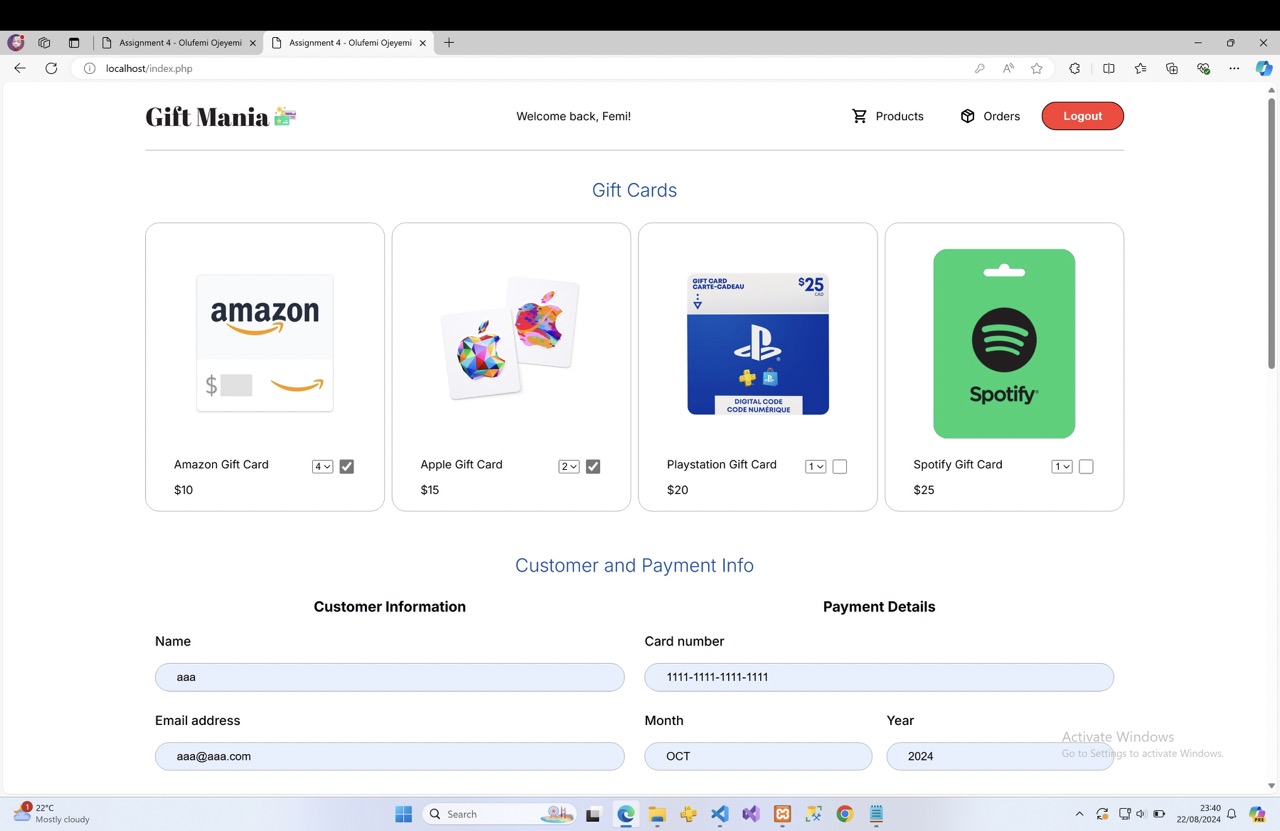 Gift Card eCommerce App